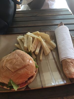Veggie Burger, shawarma & yam chips at VeggieVictory in Lagos