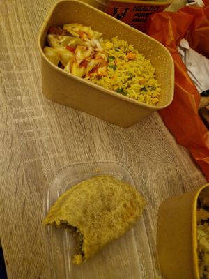 Fried Rice and a Vegan Meat Pocket at VeggieVictory in Lagos