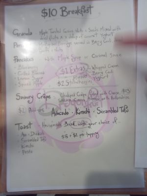 menu at Dragonfruit Café in Whangarei