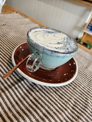 Butterfly pea Ginger Latte at Dragonfruit Café in Whangarei