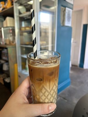 Iced latte with oat milk   at Roast & Toast Cafe in Sowerby Bridge