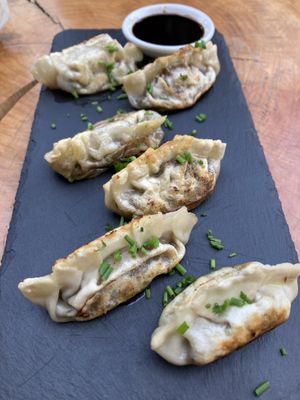 Vegan gyozas  at Ventisca Cerveceria Patagonica in Ohiggins