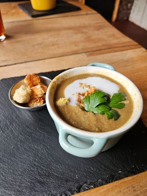 Lentil soup at Ventisca Cerveceria Patagonica in Ohiggins