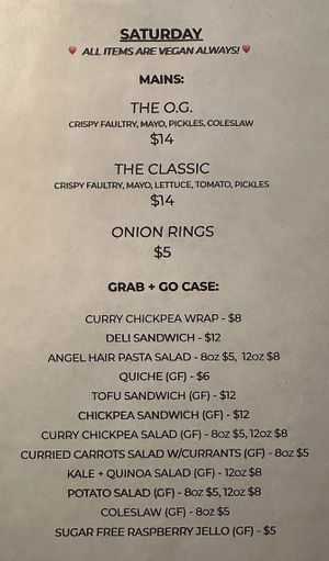 today's menu at Cosmic Bird in Louisville