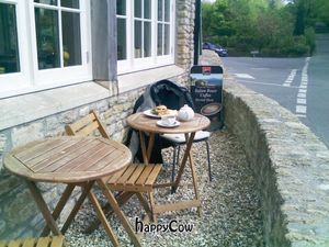 Outdoor dining by the cafe at Mells Community Cafe in Mells