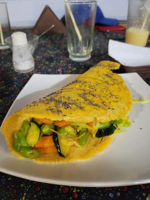 corn tortilla with veggies at Govindas Vegetarian Food & Yoga in Leticia