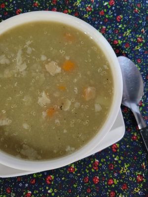 quinoa soup, add lots of salt! at Govindas Vegetarian Food & Yoga in Leticia