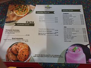 Menu at Govindas Vegetarian Food & Yoga in Leticia
