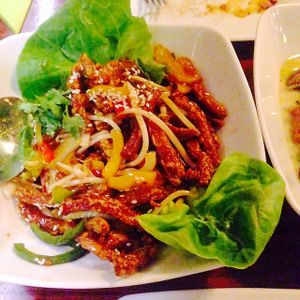 caramalised crispy bacon (soybased) at Leaf Vegetarian in Rotterdam