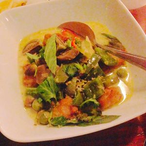 Green Thai Curry Chicken (soybased) at Leaf Vegetarian in Rotterdam