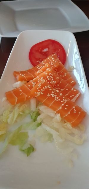 "Salmon" sashimi at Leaf Vegetarian in Rotterdam