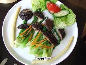 Shiitake with other vegetables.  at Leaf Vegetarian in Rotterdam