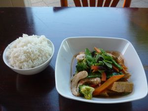 Rice with veggies and shrimp at Leaf Vegetarian in Rotterdam