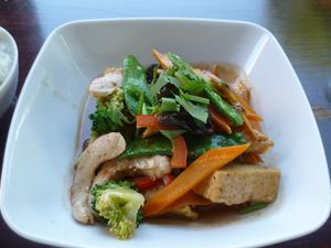 Shrimps with veggies at Leaf Vegetarian in Rotterdam