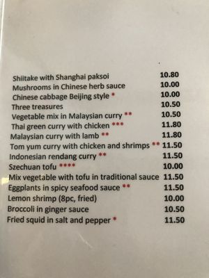 Menu at Leaf Vegetarian in Rotterdam