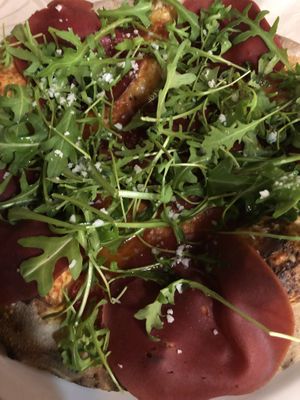 Mopur bresaola and rocket salad wholemeal pizza #Veganuary at Pizzeria Vesuvio in Moncalieri