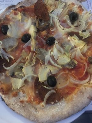 Vegan capricciosa pizza at Pizzeria Vesuvio in Moncalieri