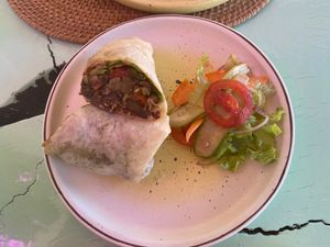 Roasted veggies wrap at Pak Pak Vegan Food in Trat