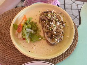 Truffles hummus on sourdough  at Pak Pak Vegan Food in Trat
