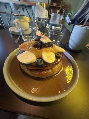 Pan cakes de camote   at Alguito Vegano in Mexico City