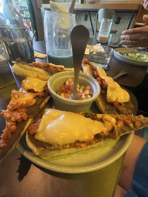 Molletes   at Alguito Vegano in Mexico City