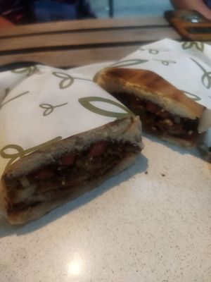 Torta de la socia (se mira pequeña e inocente pero está llenadora) at Alguito Vegano in Mexico City