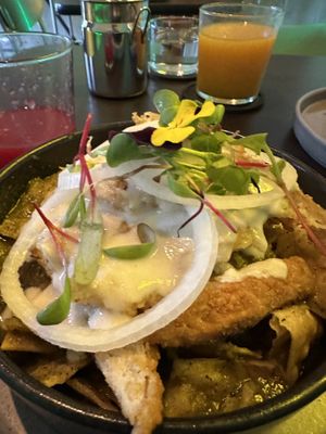 Chilaquiles   at Alguito Vegano in Mexico City