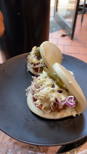 “Chicken” bao buns  at September Vegan Food in Wellington