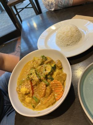 Mock chicken satay  at September Vegan Food in Wellington