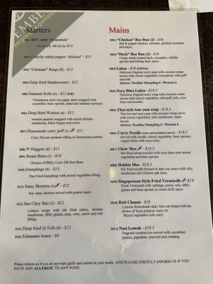 Menu January 2024  at September Vegan Food in Wellington