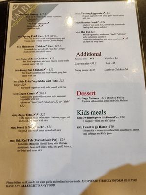 Menu 1 - May 24 at September Vegan Food in Wellington