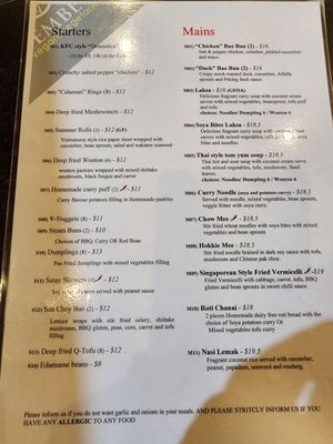 Menu 2 - May 24 at September Vegan Food in Wellington