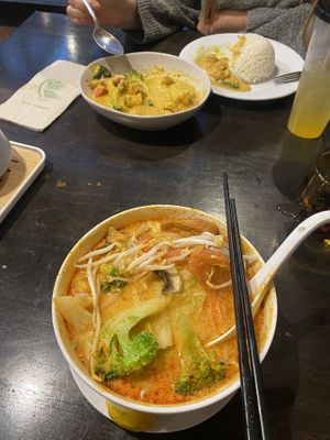 Tom yum and peanut chicken  at September Vegan Food in Wellington