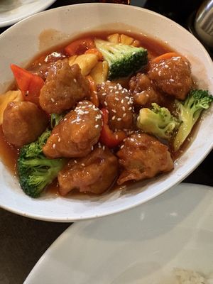 Sweet n sour “pork"  at September Vegan Food in Wellington