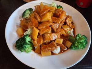 Curry noodle soya and potatoes curry  at September Vegan Food in Wellington