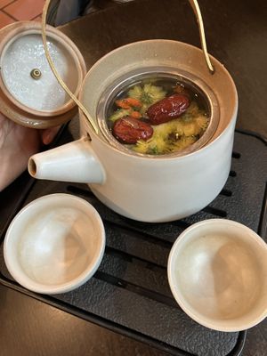 Chrysanthemum tea  at September Vegan Food in Wellington