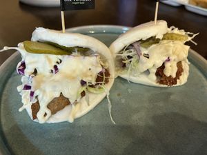 Chicken bao bun  at September Vegan Food in Wellington