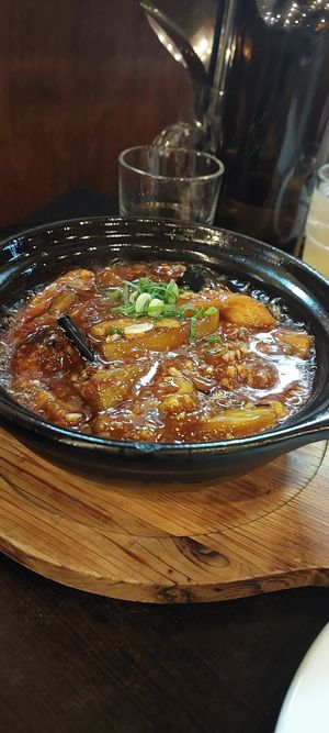 Eggplant with spicy garlic sauce at September Vegan Food in Wellington