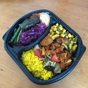 Delicious vegan and takeout from the buffet. The place also serves vegetarian food, but all dishes are marked so that you can easily see what’s vegan and not.  at Seyhmus in Stockholm