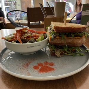 Pumpkin sandwich and side house salad  at Katzentempel - München in Munich