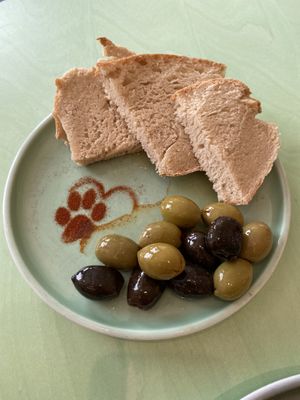 Olives and bread   at Katzentempel - München in Munich
