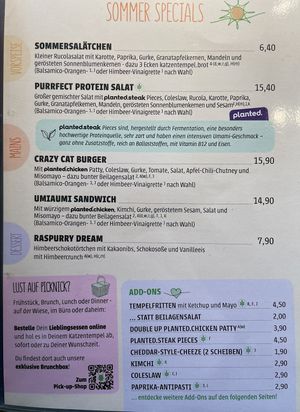 Menu - summer specials  at Katzentempel - München in Munich