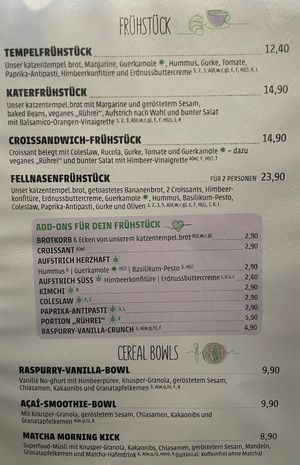 Menu breakfast   at Katzentempel - München in Munich