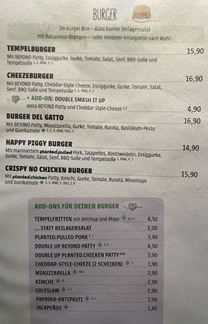 Menu burger  at Katzentempel - München in Munich