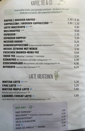 Menu coffee  at Katzentempel - München in Munich