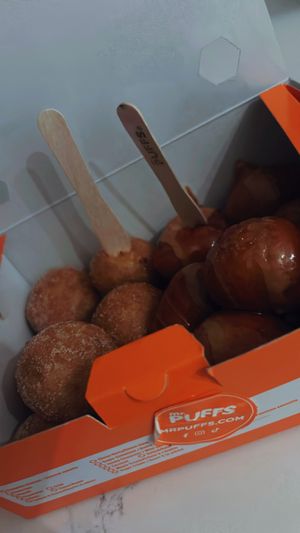 Cinnamon puffs and nut free peanut butter and strawberry jam !   at Mr Puffs - Barton St in Hamilton