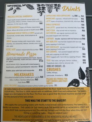 Almond milk available   at The Valley Bakery in Kwazulu-natal