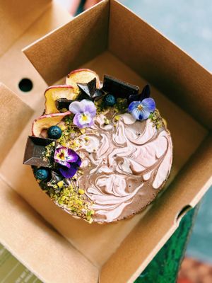 Raw Chocolate Strawberry cake at The Vegan Fairies in Athens