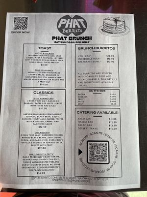 Menu  at Phat Burrito in Charlotte