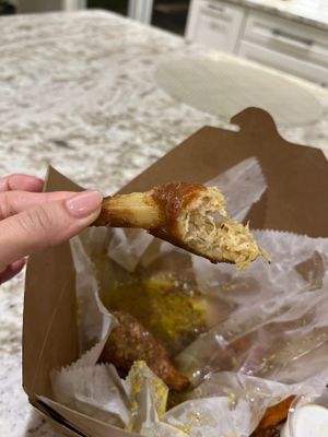 Incredible texture! Crispy outer skin & juicy vegan meat on the inside.  at ON THE RUN Vegan in Miami